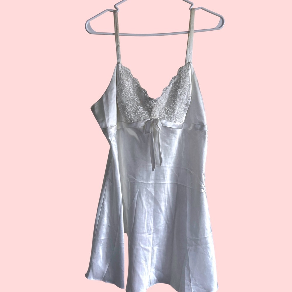 Jones New York Lace Chemise Nightgown Wmn Large White slip dress Y2K vtg bride